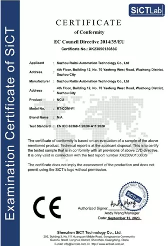 Ruitai CE Certification
